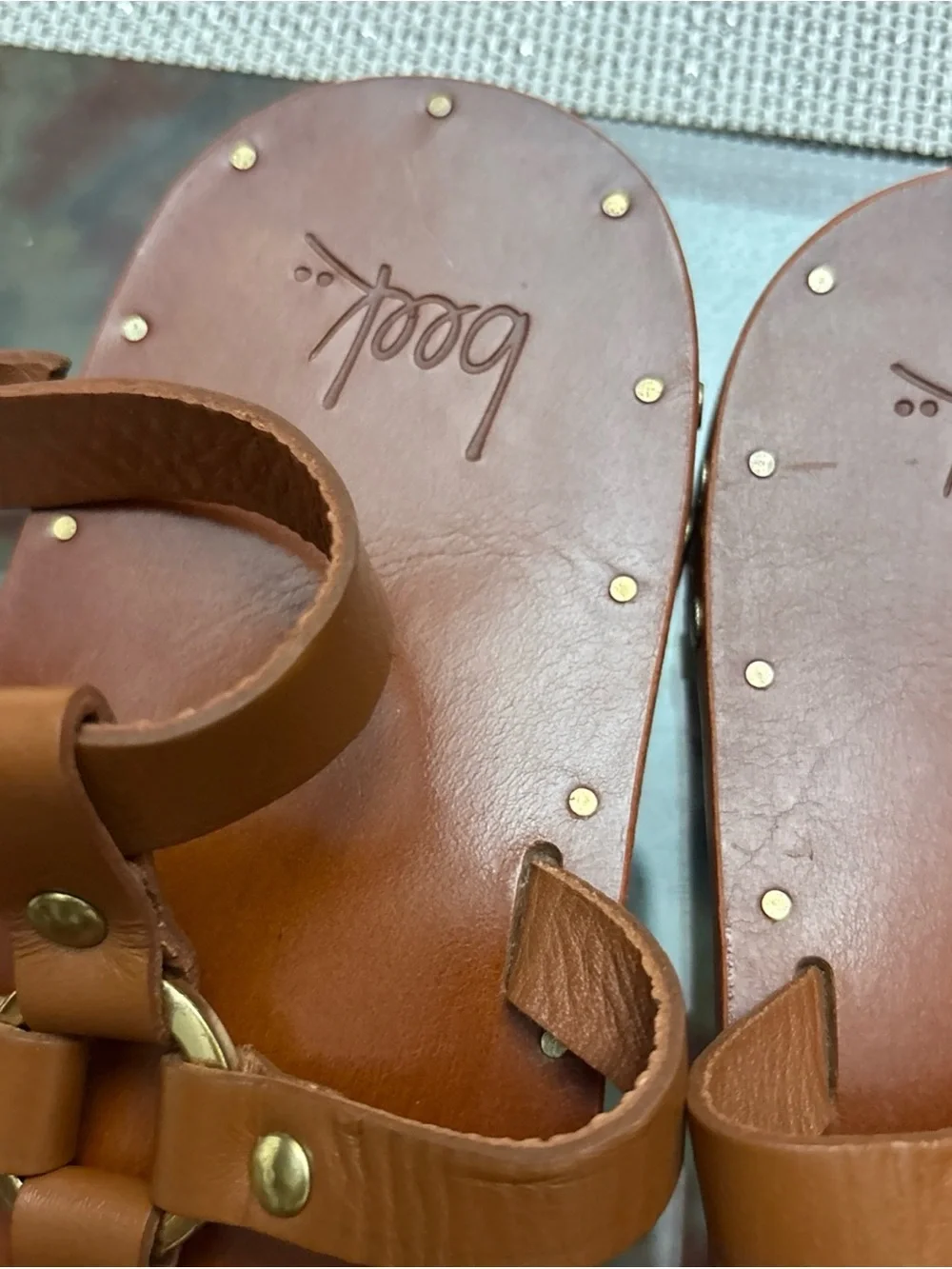 beek Crane stud  Leather Gladiator Sandals in Tan, size 8, handmade. - Picture 9 of 16